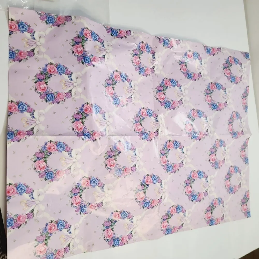 Vintage 80s 90s Forget Me Not Kawaii Pastel Floral Ribbon Gift Wrap